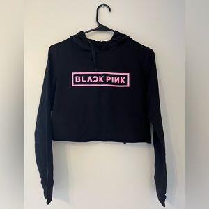Woman’s Black Pink Cropped Hoodie